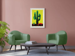 Vibrant Green Saguaro Cactus Wall Art