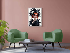 Women Character Red Hair with Black Feather Hat Wall Art - beink online art store