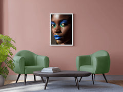 African Women Makeup With Blue Color Wall Art