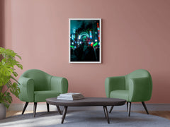 Woman In Neon Cyberpunk Clothes Wall Art - beink online art store