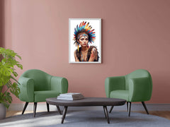 Native American Lady with Feathers Wall Art - beink online art store