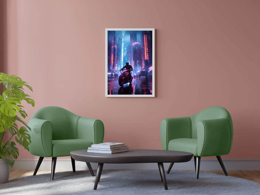 Purple Motorcycle Wall Art - beink online art store