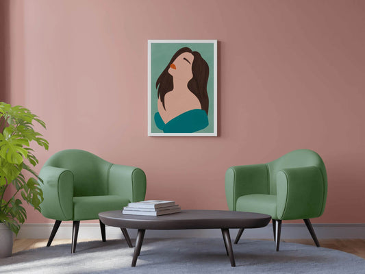 Sad Woman Face Wall Art - beink online art store