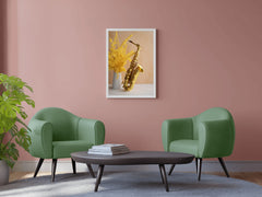 Golden Saxophone Next To Yellow Flowers Wall Art