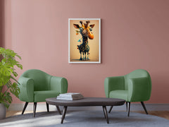 Cartoon Giraffe With Flower Animal Wall Art