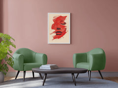 A Woman's Face In Red Wall Art