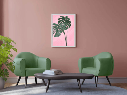 Monstera Deliciosa Plant Drawing Wall Art - beink online art store