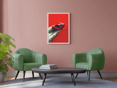 Red Sports Car & Red Background Wall Art