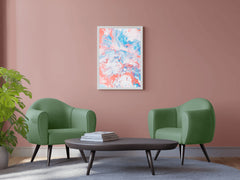 Spread of Aqua Pink Oil Paint Abstract Wall Art