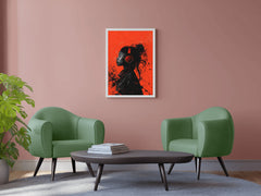 A Girl Listening To Music With Headphones Wall Art