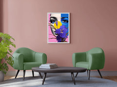 Modern Girl With Flowers Abstract Wall Art