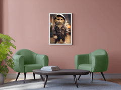 Cute Cat Wearing Jacket Animal Wall Art