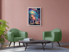 An alien planet's sky full of strange constellations and colorful nebulae - beink online art store