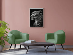 South African Cheetah Black & White Wall Art - beink online art store