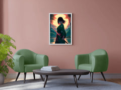 Anime Girl With katana In Forest Sunset Anime Wall Art