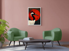 Black and Red Crane Wall Art