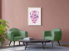 Pink And Blue Vase With Handle Wall Art