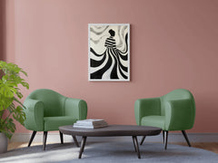 Swirling Silhouette-Black and White stripes Modern Art