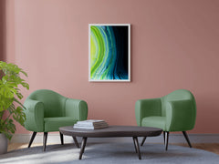 Dark and Green Waves Abstract Wall Art