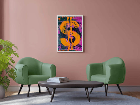 Colorful Dollar Ben Franklin Wall Art - beink online art store