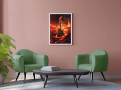 Fiery Rock Guitar Wall Art