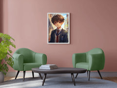 Anime style portrait of young Student school in Uniform  Wall  Art