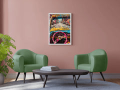 Rainbow Car To Road Wall Art