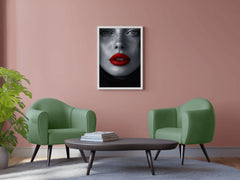 A Woman face With Red Lipstick Wall Art