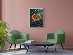 Digital Bitcoin Golden Logo Wall Art