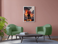 Monkey D. Luffy With Fire Background  Anime Wall  Art