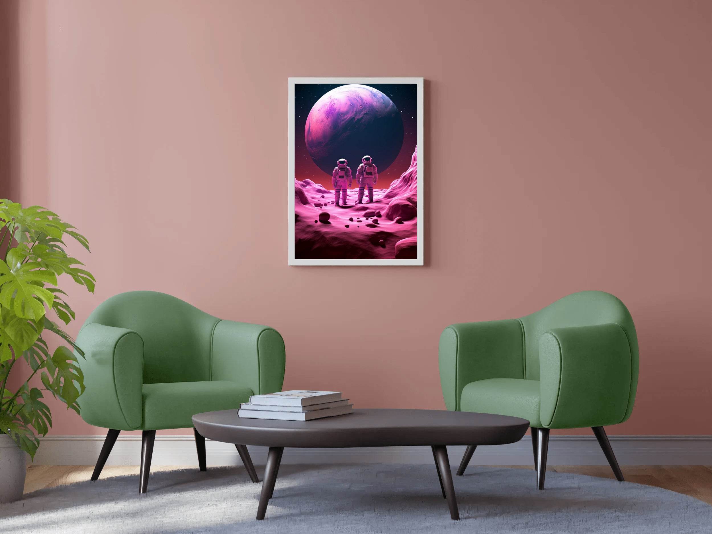 astronauts on a purple planet Wall Art - beink online art store