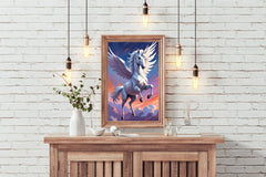 Painting of White Flying Unicorn Wall Art