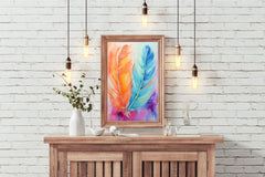 Painting Colored Feathers Wall Art