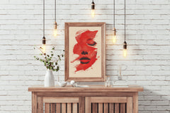 A Woman's Face In Red Wall Art