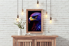 Golden Eagle Painted Blue and Pink Bird Wall Art