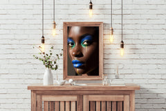 African Women Makeup With Blue Color Wall Art