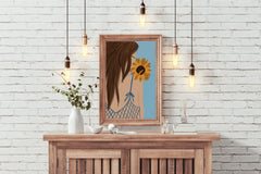 Girl With a Sunflower Wall Art