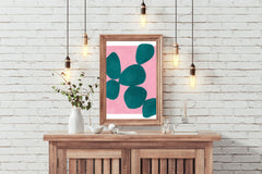 Jade Green Stone With Pink Background Wall Art