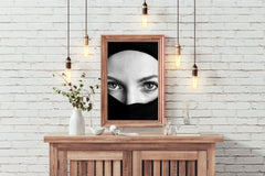 Woman Wearing Burqa Black & White Wall Art