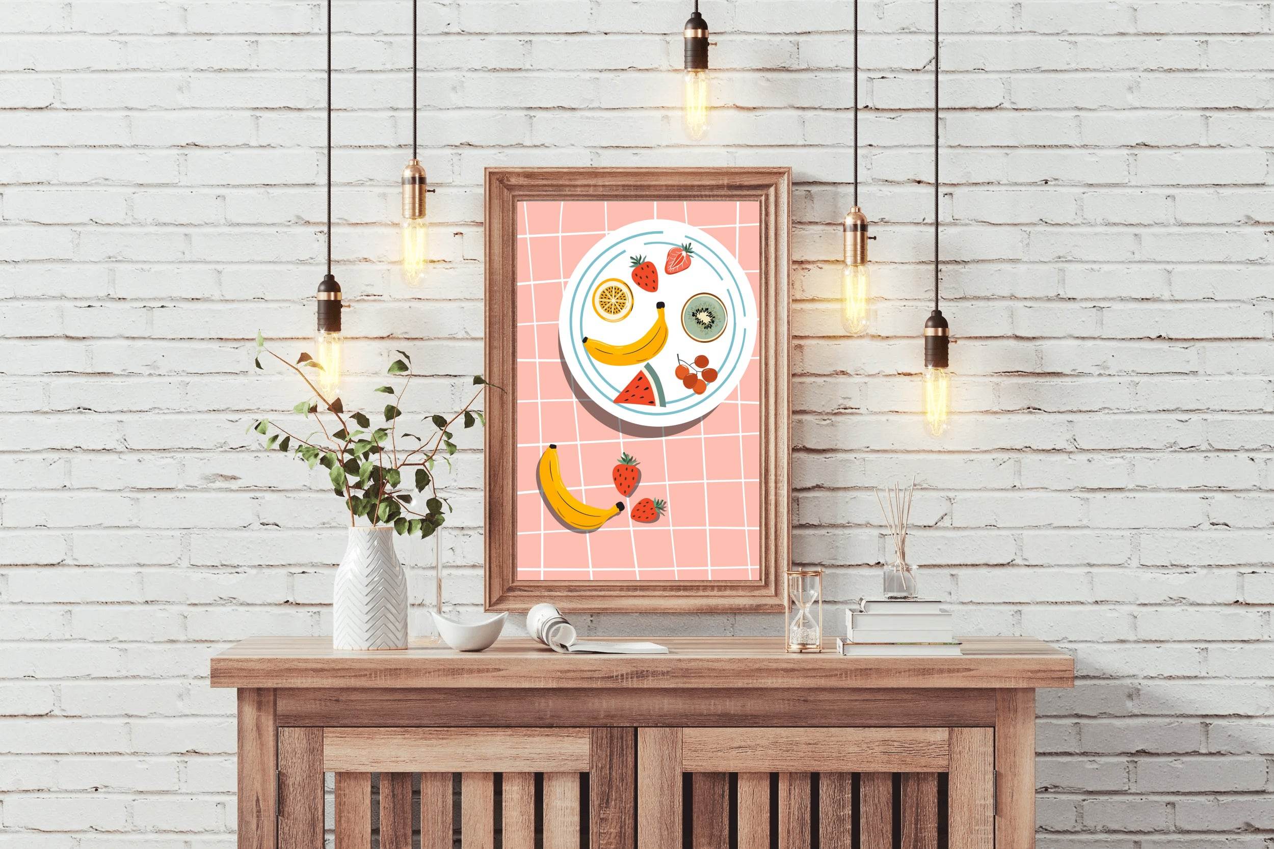 Painting a Plate Full of Fruit Wall Art - beink online art store