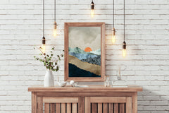 Golden Sunset Over Mountains Wall Art