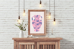 Pink And Blue Vase With Handle Wall Art