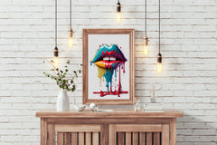 Woman Lips With Colorful Lipstick Wall Art