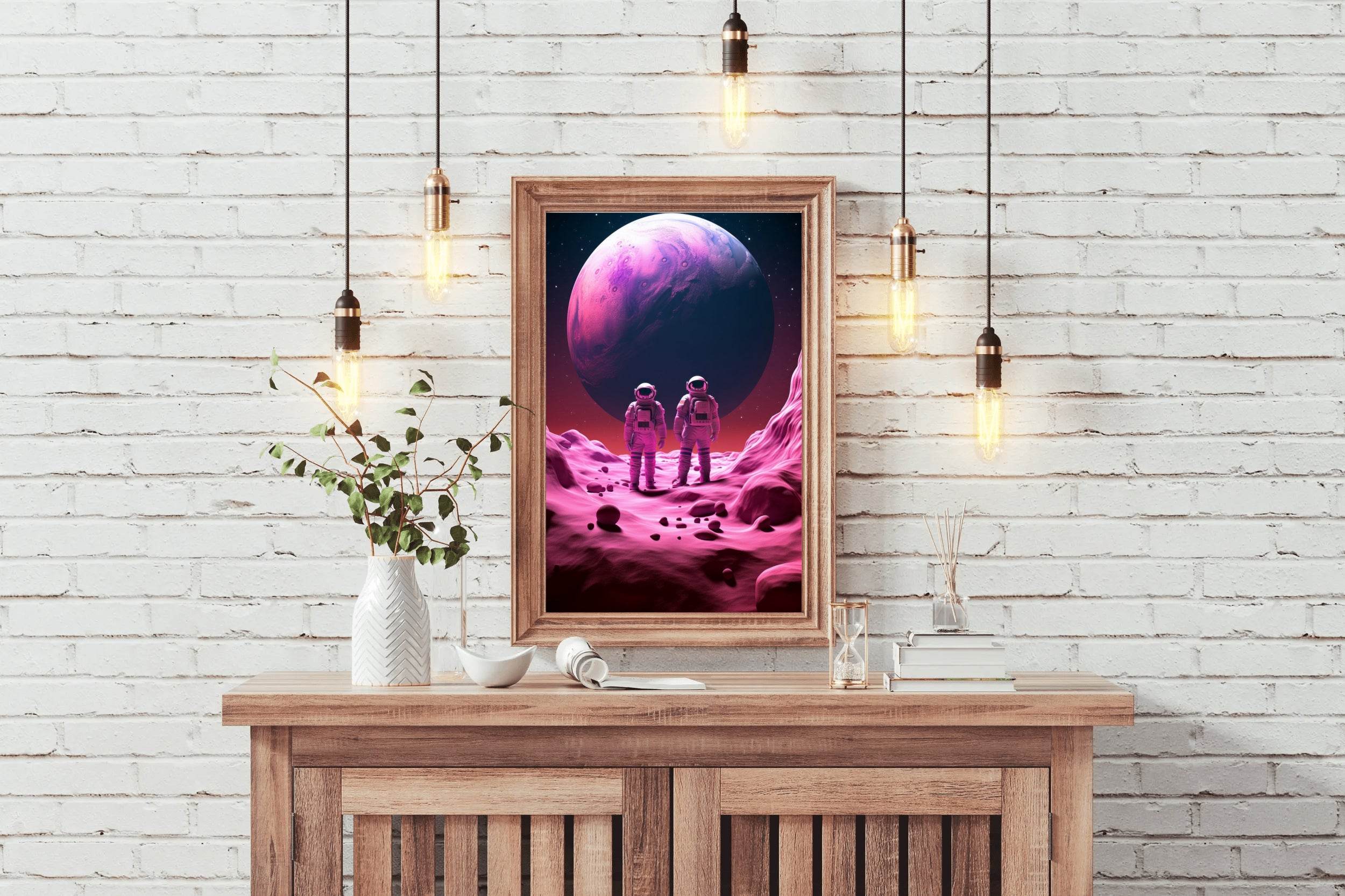 astronauts on a purple planet Wall Art - beink online art store