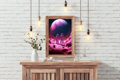 astronauts on a purple planet Wall Art - beink online art store