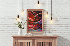 Dark Multicolor Lines Abstract Wall Art