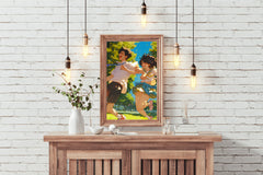 Anime style Boy and Girl Couple Running  Wall  Art