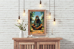 Digital Painting of an Ape Meditating Wall Art