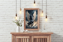 Black Unicorn With Horns Animal Wall Art