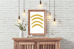 Yellow Semicircle Lines Wall Art